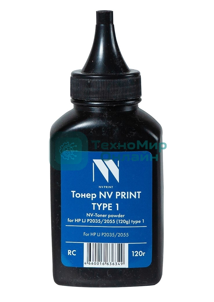Тонер NVPrint HP P2035/2055 (CE505A/ CE505X) (120г) для HP LaserJet P2030, P2035, P2050,P2055; Canon (719) LBP 6650, 6680, 6300, 6310, MF 5840, 5880, 5940, 5980 Type1
