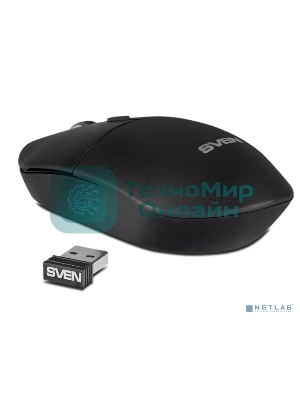 Мышь беспроводная SVEN RX-515SW черный, 1600 dpi, радиоканал, USB, кнопки - 4