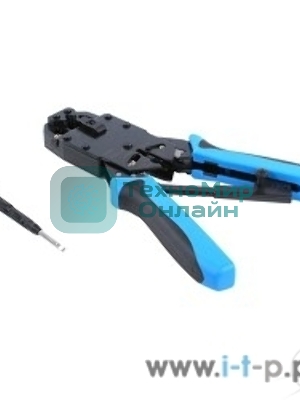 Монтажный инcтрумент Hyperline HT-2008AR Инструмент обжимной для RJ-45, RJ-12, RJ-11 (8P8C, 6P6C, 4P4C), профессиональный, с храповым механизмом 