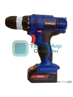 Дрель-шуруповерт аккумуляторная ПОБЕДА ДА-12/2 Ли 180201634 12В; 32 нм; быстрая зарядка; 2 батареи; кейс;