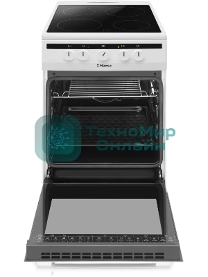 Плита электрическая Hansa FCCW54002 белый, конфорок 4 шт, духовка 68 л, 50 см x 85 см x 60 см