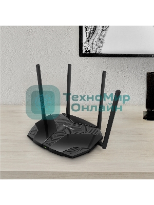 Роутер Mercusys MR70X AX1800 Dual-Band WiFi 6 Router, 574 Mbps at 2.4 GHz + 1201 Mbps at 5 GHz,4× Fixed External Antennas, 3× Gigabit LAN Ports, 1× Gigabit WAN Port, 1024-QAM, OFDMA, Router/Access Point Mode, MU-MIMO, WPA3, TWT, BSS Color