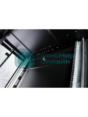 Шкаф серверный ПРОФ напольный 48U (600x1200) дверь перфор. 2 шт., черный, в сборе