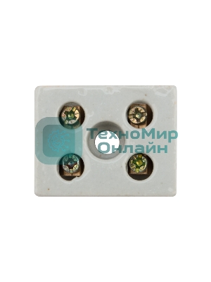 Клемма керамическая винтовая Rexant 16 мм² 2 пары контактов с крепежным отверстием (50 шт./уп.)