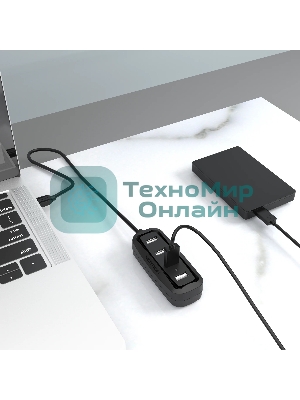 USB-концентратор Vention USB 2.0 на 4 порта черный VAS-J43-B015