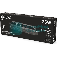 Блок питания Gauss 202022075 пониж. для лен.светод. черный
