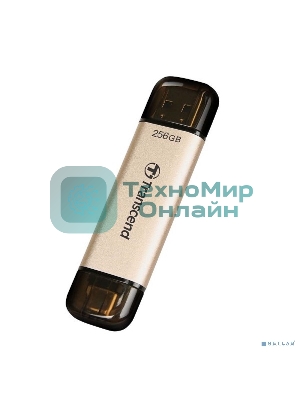 Флешка USB Transcend JETFLASH 930C (TS256GJF930C), 256Mb, USB 3.2 Type-C/Type-A, R/W 420/400, золотистый/черный
