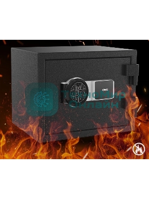 Сейф огнестойкий Deli ET586 300x380x300 мм, электронный/ключевой, черный