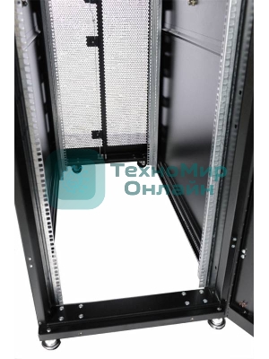 Шкаф серверный ПРОФ напольный 48U (600x1200) дверь перфор. 2 шт., черный, в сборе