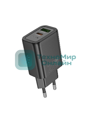 Зарядное устройство Hoco 20Вт, 3А, QC3.0/PD, 1xUSB, 1xType-C, N61, черный, коробка