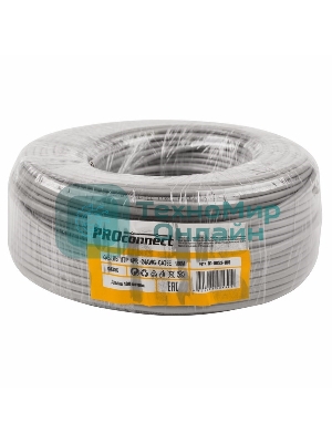 Кабель UTP PROconnect 4PR 24AWG, CU (медь), CAT5E, 100 МГц, PVC, серый, бухта 100 м