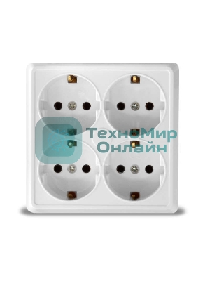 Розетка 4-м ОП Олимп с заземл. квадрат белый UNIVersal 1165