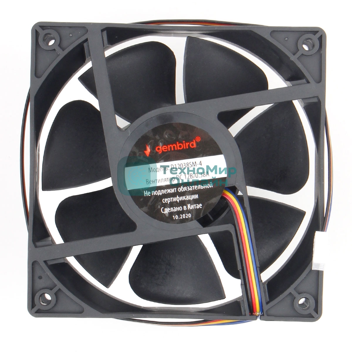 Вентилятор для корпуса Gembird черный, 120 мм, 2500 об/мин, 38.65 дБ, 4 pin