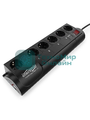 Сетевой фильтр Energenie Сетевой фильтр EG-PMS2-LAN программируемый, черный (10А, LAN, 6 розеток)