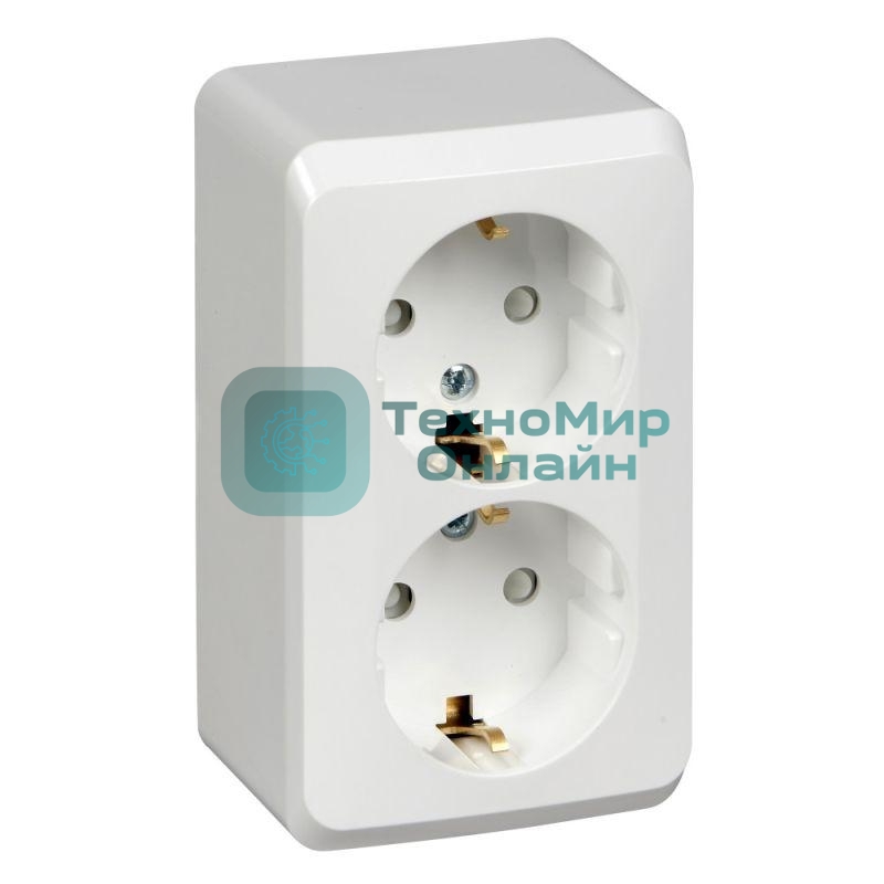 Розетка 2-м ОП Этюд 16А защ. шторки с заземл. белый SchE PA16-008B