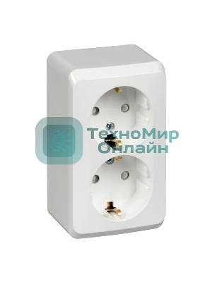 Розетка 2-м ОП Этюд 16А защ. шторки с заземл. белый SchE PA16-008B