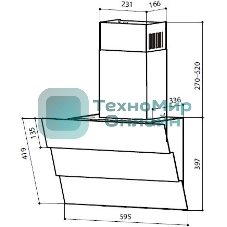 Вытяжка наклонная LEX RIO GS 600 черная, 59.5 см, 850 куб. м/ч, 44 дБ