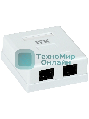 Настенная информационная розетка RJ45 8P8C, кат.5Е UTP, 2-порта, белая 