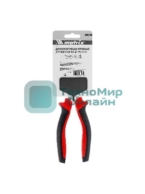 Длинногубцы прямые, 180 мм, хром-ванадий, двухкомпонентные рукоятки Matrix
