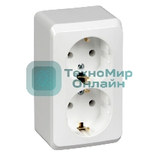 Розетка 2-м ОП Этюд 16А с заземл. белый SchE PA16-007B