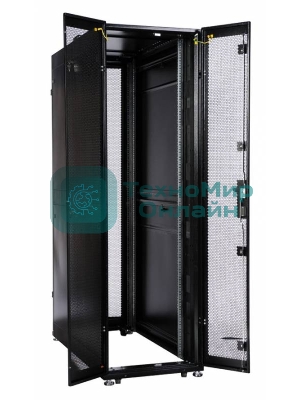 Шкаф серверный ПРОФ напольный 48U (600x1200) дверь перфор. 2 шт., черный, в сборе