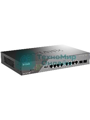 Коммутатор сетевой Smart L2 Surveillance Switch 8х1000Base-T PoE, 2x1000Base-X SFP, PoE Budget 130W, Long-range PoE up to 250m