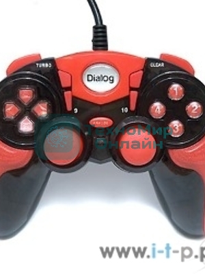 Геймпад Dialog Action GP-A15, черно-красный, вибрация, 12 кнопок, USB