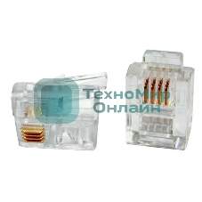 Коннектор телефонный RJ11, 4P4C, 100 шт.
