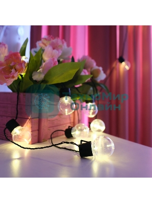 Лофт-гирлянда Neon-night светодиодная 5 м, черный ПВХ, 20 LED, теплое белое свечение