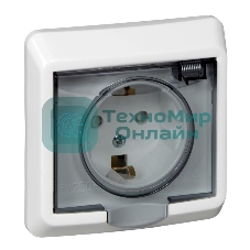 Розетка 1-м СП Этюд защ. шторки с заземл. IP44 белый SchE PC16-044B