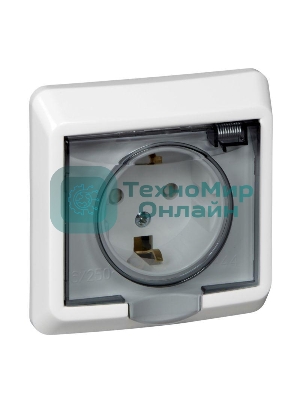 Розетка 1-м СП Этюд защ. шторки с заземл. IP44 белый SchE PC16-044B