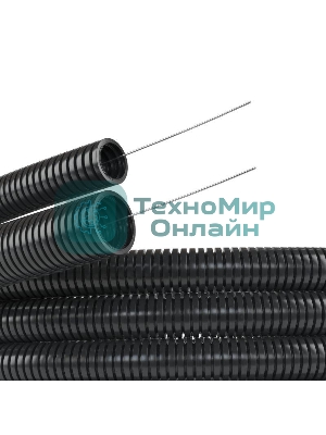 Труба гофрированная ПА d12 мм с протяж. черный (уп. 50 м) ДКС PA611216F2