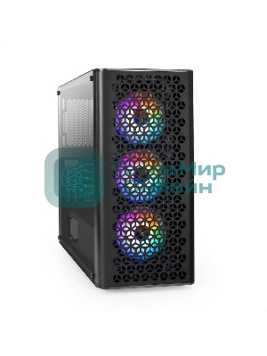 Компьютерный корпус Miditower ExeGate EVO-9202 (ATX, без БП, с окном, 1*USB+1*USB 3.0, аудио, 3 вент. 12см с RGb подсветкой)