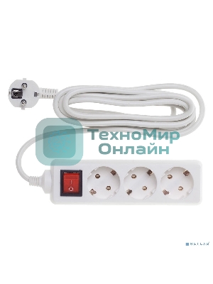 Сетевой фильтр Buro BU-PS3.3/W 3 м, 3 розетки, белый (пакет ПЭ)