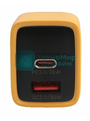 Сетевое зарядное устройство с дисплеем Cablexpert MP3A-PC-53, 35Вт GaN, QC3.0/PD3.0, 1хUSB, 1хType-C, желтый, коробка