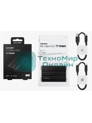 Внешний SSD Samsung T7 Shield, 2TB, USB 3.2 Gen 2 Type-C, R/W 1050/1000, черный