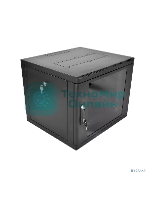 Шкаф телекоммуникационный настенный разборный ЦМО 9U (600 х 520), съемные стенки, дверь стекло, черный(ШРН-М-9.500-9005)