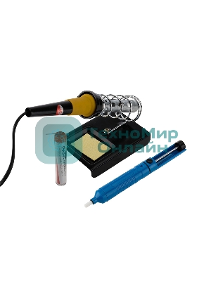 Набор для пайки Rexant №4 (паяльник 30 Вт, оловоотсос, подставка, припой, губка)