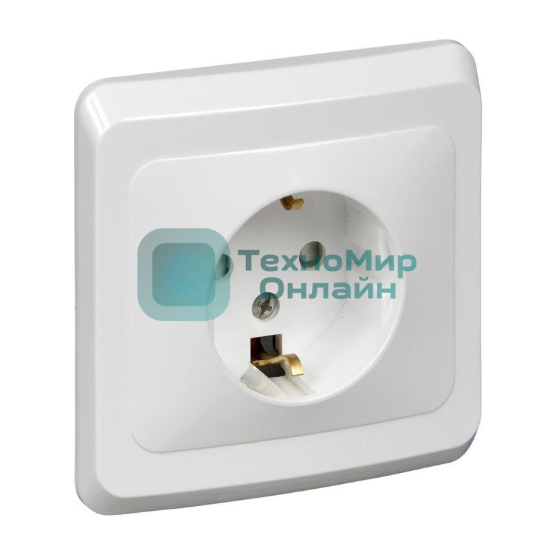 Розетка 1-м СП Этюд 16А защ. шторки с заземл. бел. SchE PC16-004B