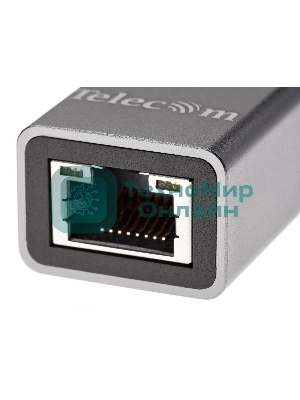 Переходник Telecom USB 3.0 - RJ-45 1000Mbps +3 USB3.0, Aluminum Shell, 0.2м TA311U