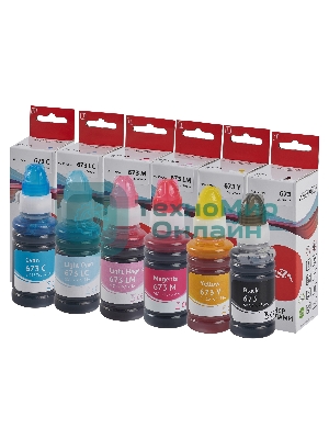Контейнеры с чернилами Sakura SIC13T673BA (673-6 цветов) для Epson, черный,голубой, пурпурный, желтый, светло-голубой, светло-пурпурный), 70 мл*5