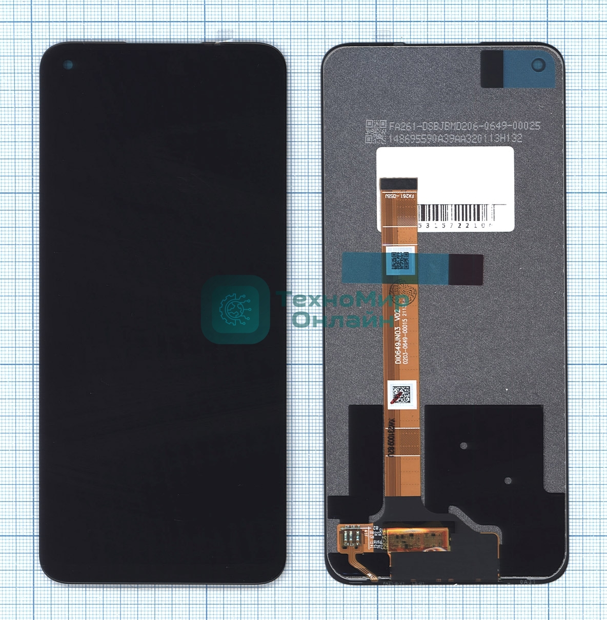 Дисплей (модуль) для OPPO A54 5G в сборе с тачскрином черный