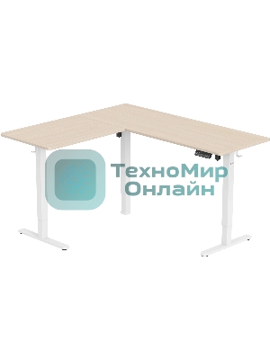 Стол компьютерный Cactus угловой подъемный столешница МДФ, белый дуб каркас белый 140x72x60 см (CS-EDXL-WWD)
