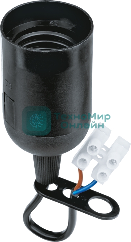 Патрон электрический Navigator NLH-P-F-BL-E27-TB пластиковый черный с КЗВ