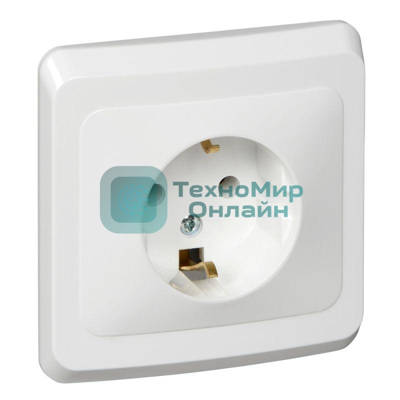 Розетка 1-м СП Этюд 16А с заземл. белый SchE PC16-003B