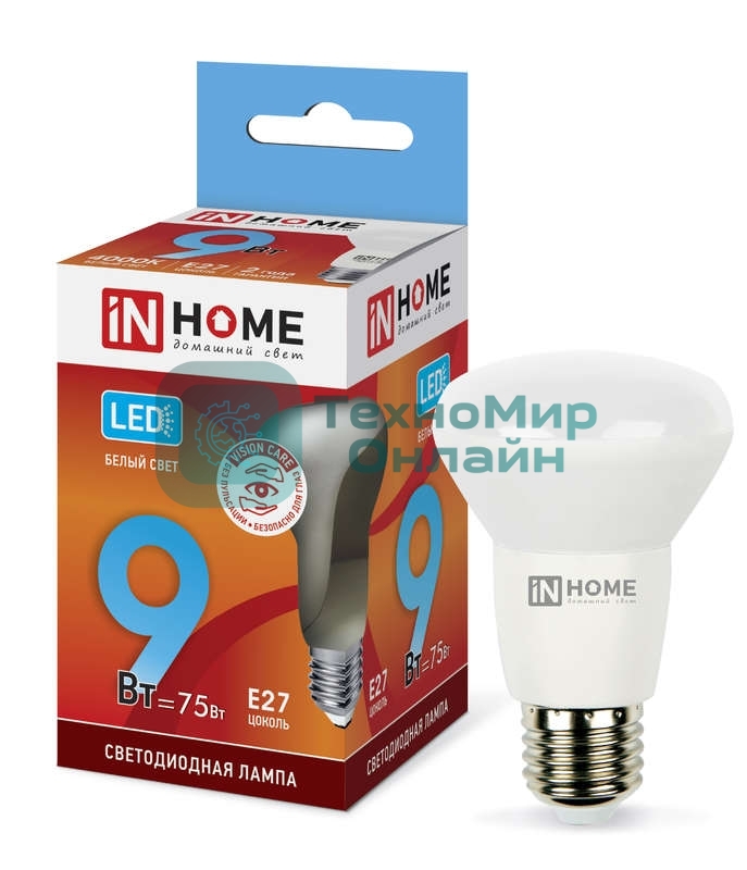 Лампа светодиодная LED-R63-VC 9Вт 230В E27 4000К 810лм IN HOME 4690612024325