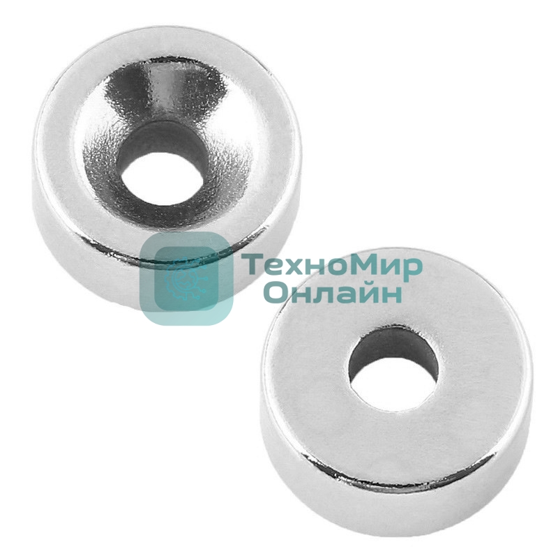 Неодимовый магнитный диск Rexant 10х3 мм с зенковкой 7х3,5 мм (упаковка 6 шт.)