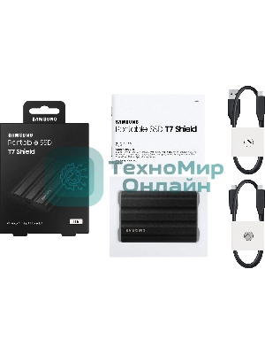 Внешний SSD Samsung T7 Shield, 1TB, USB 3.2 Gen 2 Type-C, R/W 1050/1000, черный