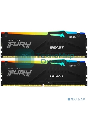 Оперативная память Kingston Fury Beast, DDR5, 32Gb (2x16Gb), 5600MHz, CL40, DIMM, с радиаторами, RGB, черный