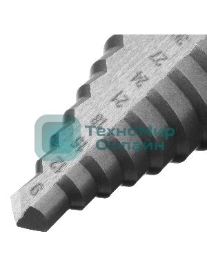 Сверло ступенчатое по металлу Сибртех 9-12-15-18-21-24-27-30-33-36 мм, 4241